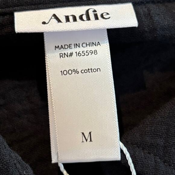 NWT Andie Resort Wear Corvo Black Gauze Swim Button Coverup Sz Medium - Picture 3 of 8